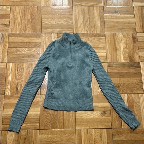 American Eagle Outfitters Sweaters - American Eagle Ribbed Quarter Zip Sweater in Teal, Size Small